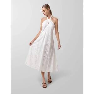 NEW LINE AND DOT pienza halter midi dress in white